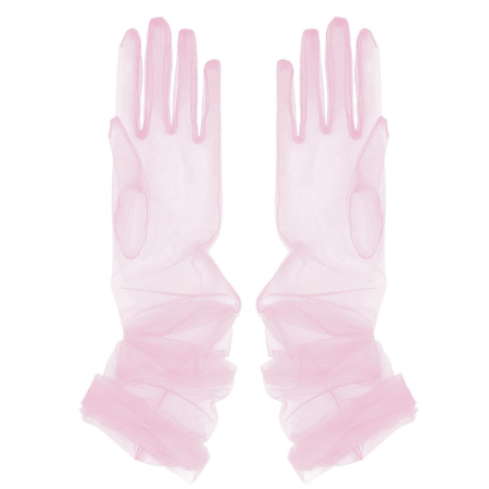 Прозрачни ръкавици от розов тюл