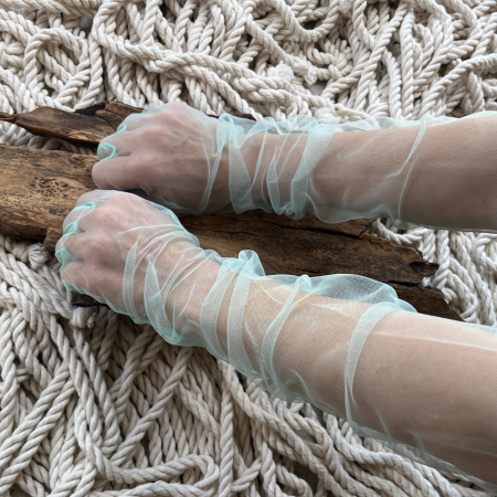 Elevate Your Elegance: Explore Our Collection of Reseda Green Tulle Gloves