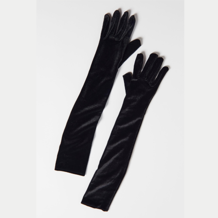 Long Formal Black Velvet Gloves - Elegance and Refined Chic
