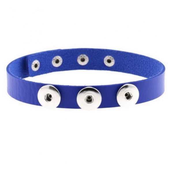 Blue Pu leather choker necklace