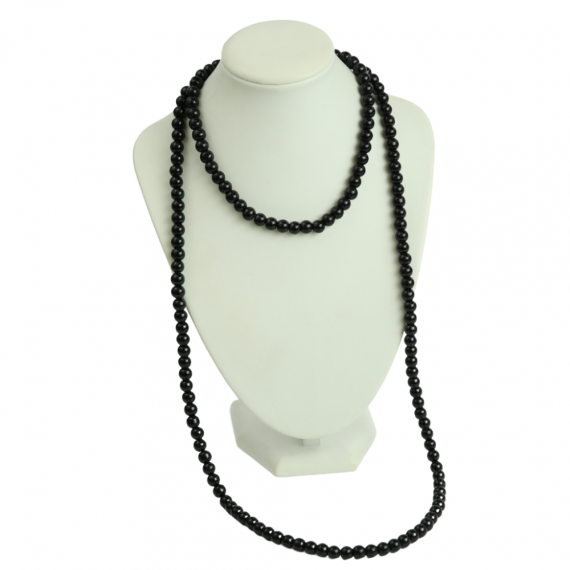 Artificial black pearls long necklace