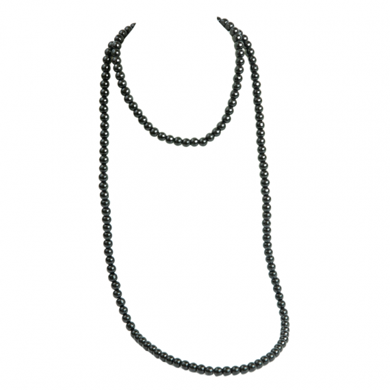 Artificial black pearls long necklace