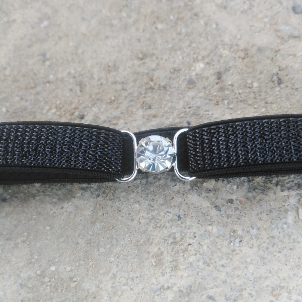 Black Lurex and Crystal Elastic Bracelet - Handcrafted Elegance and Sparkle