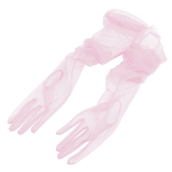 Transparent Elegance: Pink Tulle Gloves for a Distinctive Style
