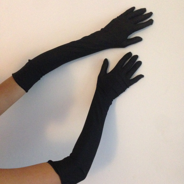 Long Black Evening Satin Ladies Gloves