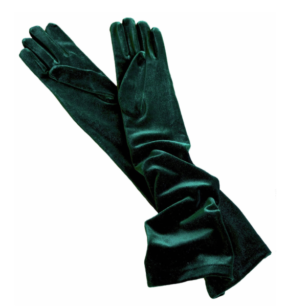 Elegant Long Green Velvet Gloves - The Perfect Accessory for Refined Chic