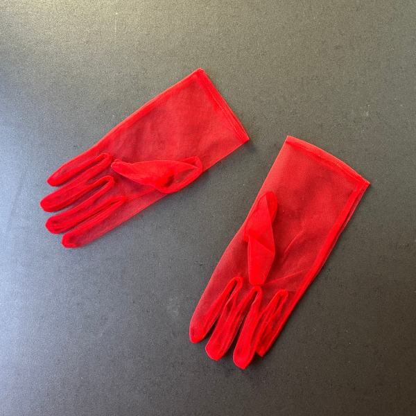 Short Red Tulle Gloves - Refined Elegance with KORSET BG
