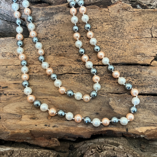 Versatile Elegance: Long Pearl Necklace 110cm - Natural Multicolor Pearls