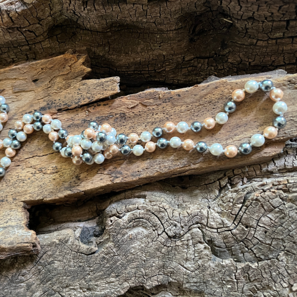 Eleganță Versatilă: Colier Lung de Perle 110cm - Perle Naturale Multicolore