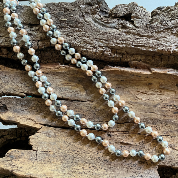 Versatile Elegance: Long Pearl Necklace 110cm - Natural Multicolor Pearls