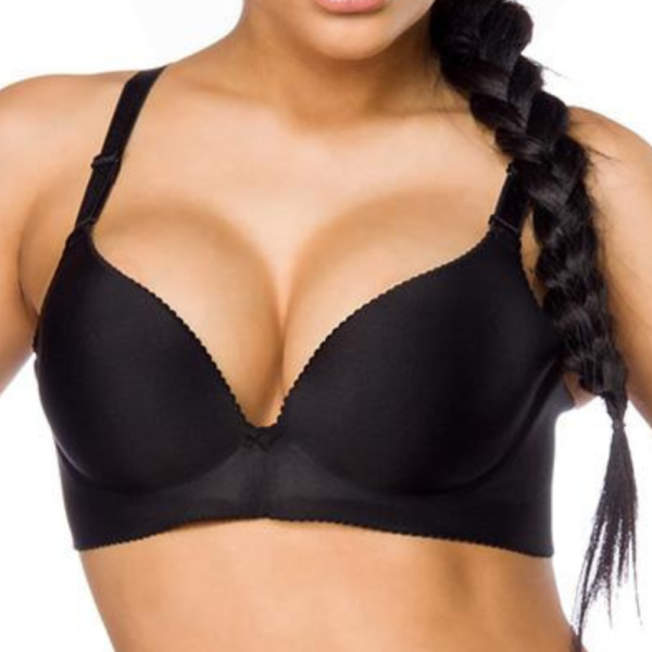 Seamless Black Push Up Bra with Built-In Pads