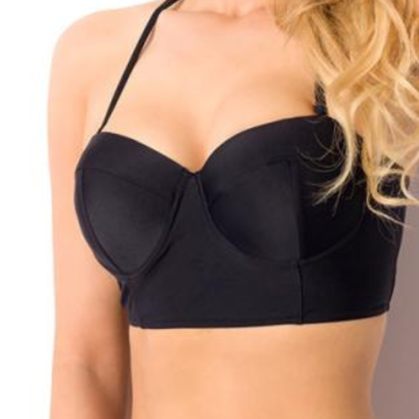 Costum de Baie Negru pentru Femei cu Top Bustieră