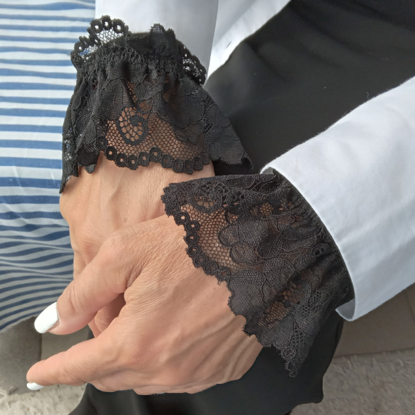 Long Black Sleeves with Lace Cuff for a Touch of Elegance