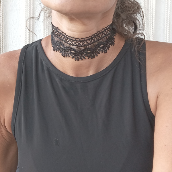 Handmade Black Lace Choker Necklace | Adjustable Elegant Choker for Women