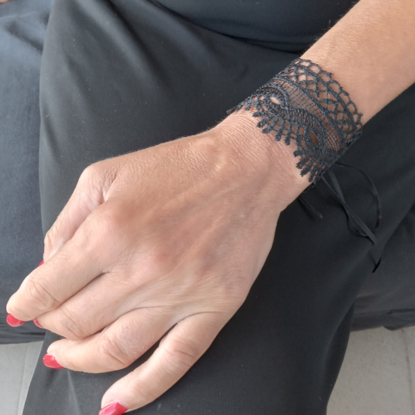 Set of Two Handmade Black Lace Bracelets