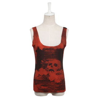 Knitted Ornamental Top With Print Skull