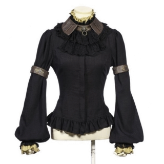 Luxury Black Shirt With Removable Leather Elements