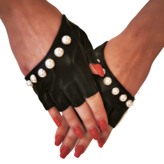Ръкавици без пръсти - White pearls