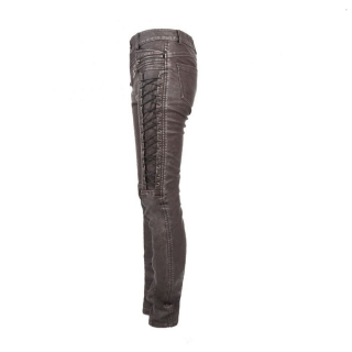 Women brown leather trousers with lace-ups