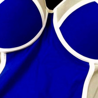 Whole swimsuit with shaped cups in deep blue and gray