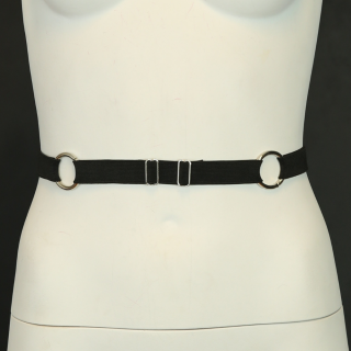 Handmade Black Elastic Belt Set with Silver Accents – 2 Pieces