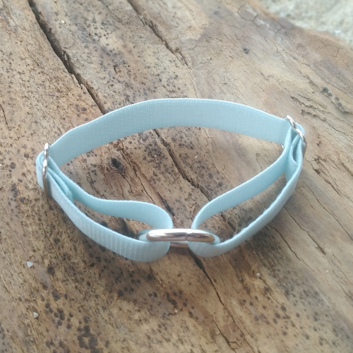 Blue Satin Harness Bracelet with Silver Ring - Handcrafted Elegance and Versatile Style
