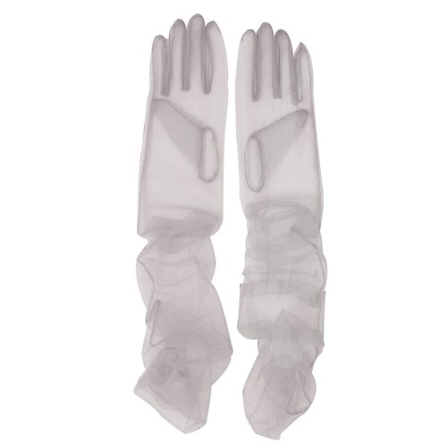 Официални дамски ръкавици от сив тюл
