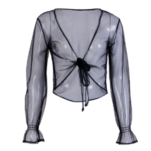 Прозрачна блуза от черен тюл