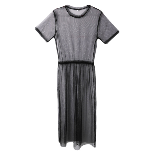 Черна прозрачна туника-рокля от тюл