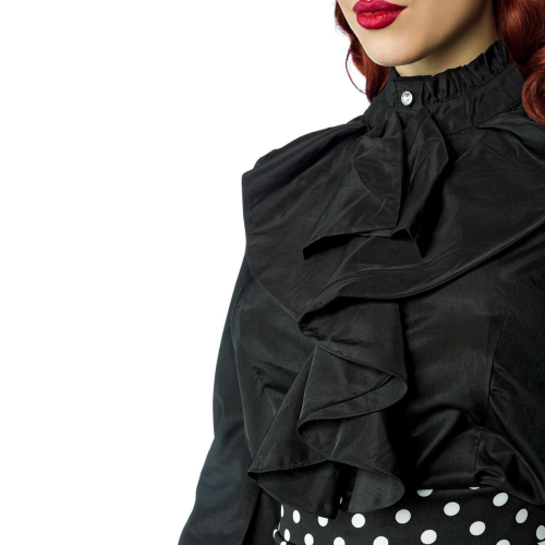 Елегантна черна дамска риза с набор