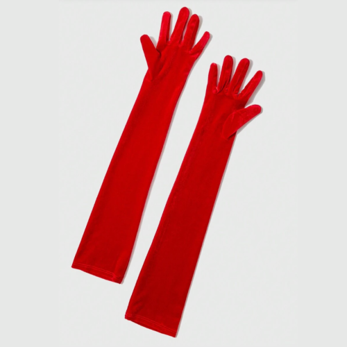 Дълги официални червени ръкавици от плюш