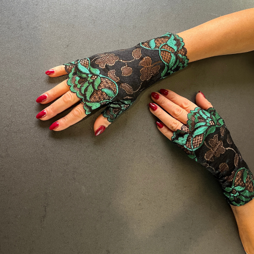Mănuși Elegante pentru Femei fără Degete în Negru și Verde - Stil și Versatilitate