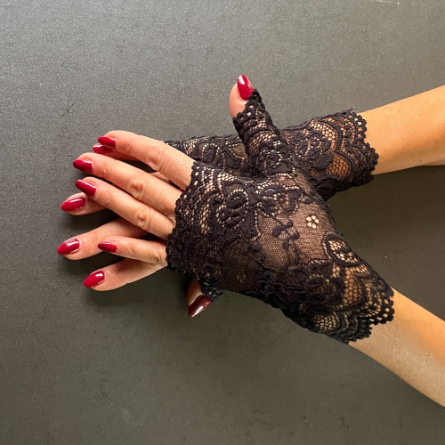 Mănuși negre elegante din dantelă fără degete - Refined și Stilat