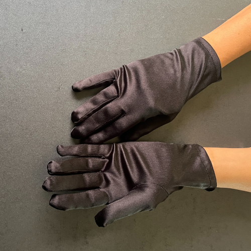 Elegant Short Black Satin Gloves - Add Sophistication to Any Outfit