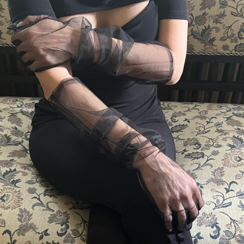 Long Black Tulle Gloves - Elegance and Style with KORSET BG