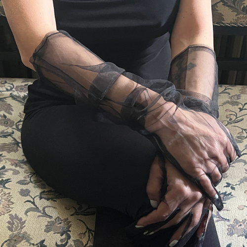 Long Black Tulle Gloves - Elegance and Style with KORSET BG