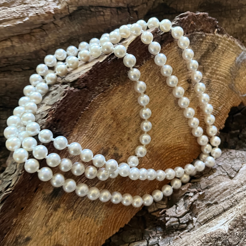Timeless Elegance: Natural Round White Pearl Necklace - 110cm