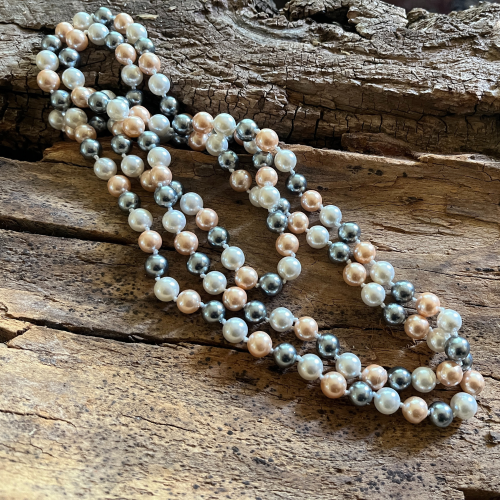 Eleganță Versatilă: Colier Lung de Perle 110cm - Perle Naturale Multicolore