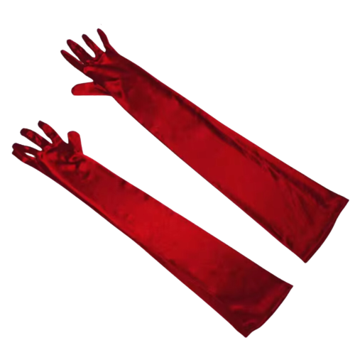 Elegant Long Burgundy Satin Gloves - Sophisticated Look