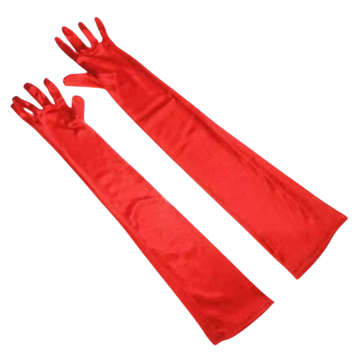 Elegant Long Red Satin Gloves - Perfect for Any Occasion