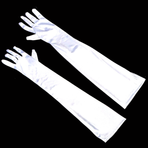 Long White Bridal Satin Gloves - Elegance and Grace