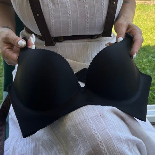 Seamless Black Push Up Bra with Built-In Pads