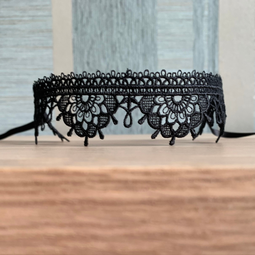 Black Lace Choker - Handmade Elegant Adjustable Necklace for Women