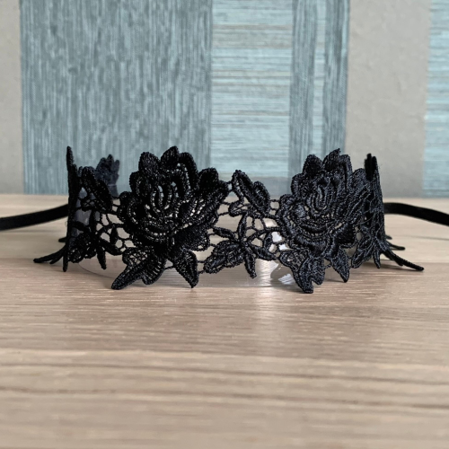 Black Lace Choker Necklace - Elegant Handmade Adjustable Choker