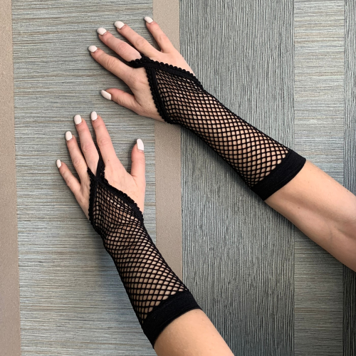 Black Mesh Fingerless Gloves