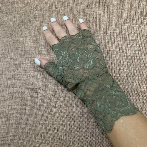 Olive Lace Fingerless Gloves